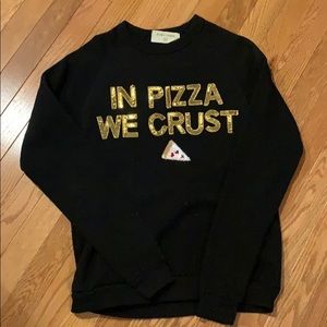 Bow & Drape 'In Pizza We Crust' Black Women's Sweater